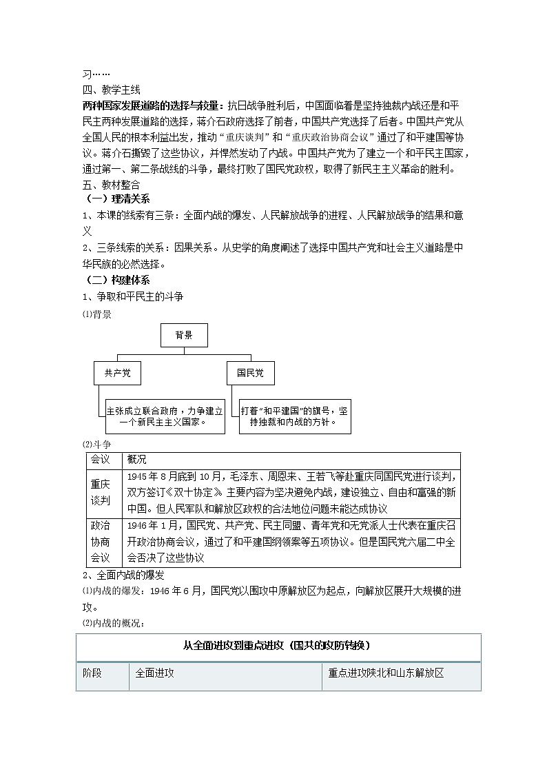 高中历史人教统编版中外历史纲要（上）第25课  人民解放战争 课件+教学设计+课后精炼02