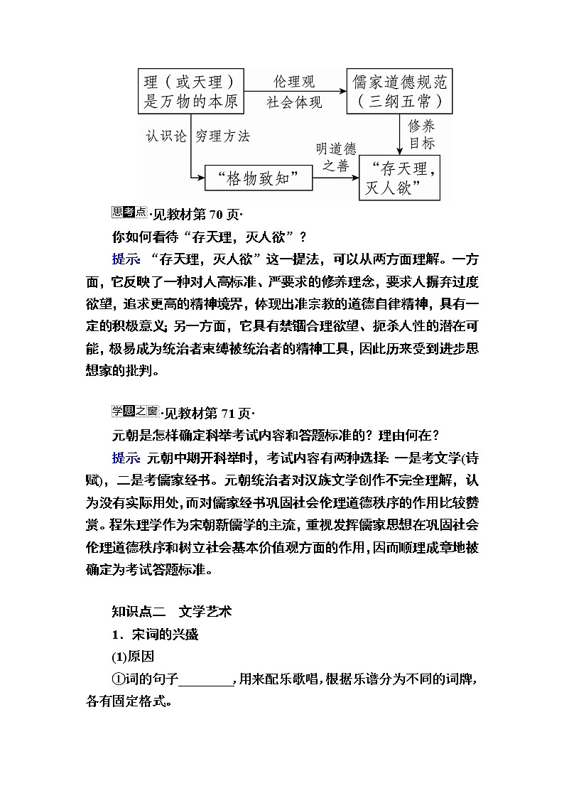 2022-2023学年部编版中外历史纲要上 第12课　辽宋夏金元的文化 学案03
