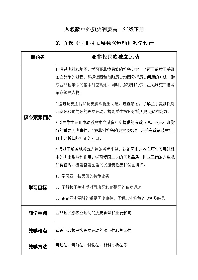 第13课《亚非拉民族独立运动 》课件（送教案+练习）01