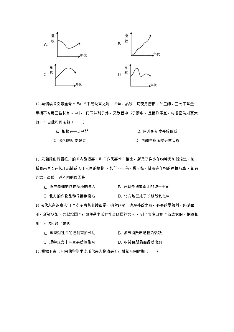 2022-2023学年山东省枣庄市第八中学高一上学期11月月考历史试题（Word版）第3页