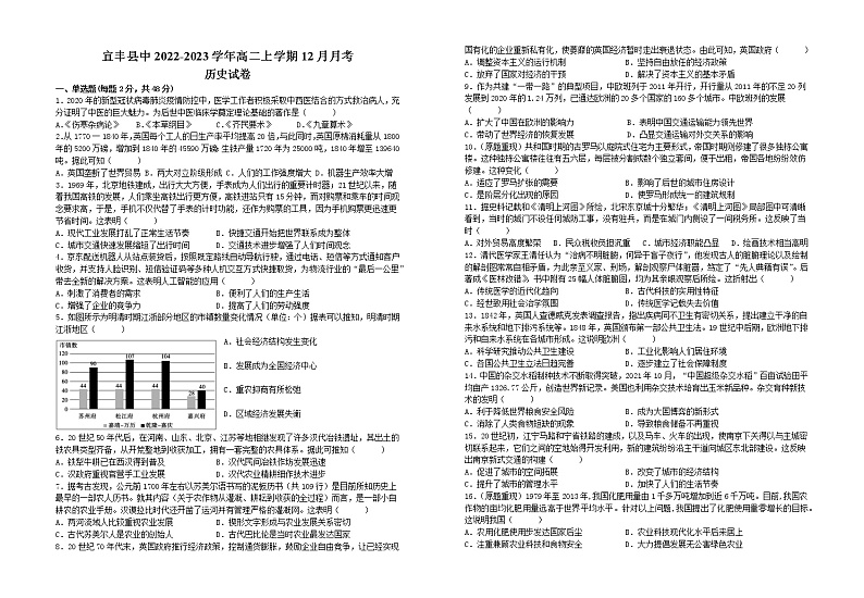 江西省宜丰县中2022-2023学年高二上学期12月月考历史试题（Word版含答案）01