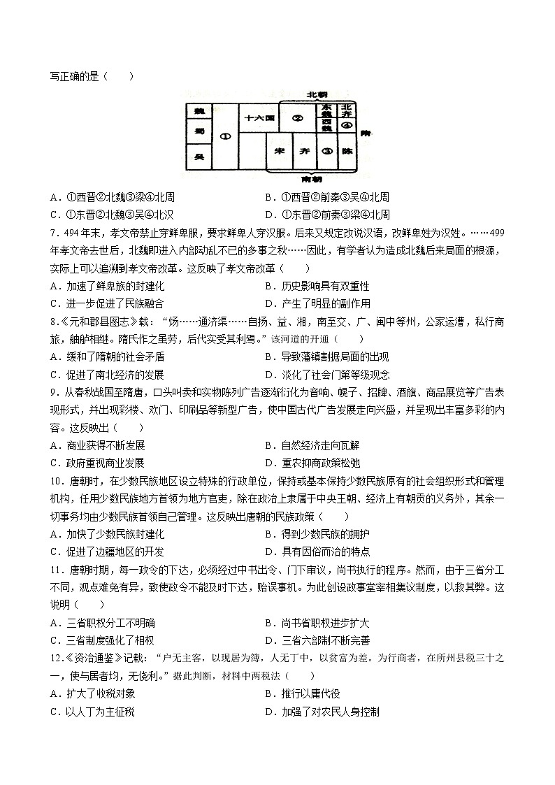 2022-2023学年贵州省凯里市第一中学、都匀市第一中学新高考协作第一学期高一第一次联考历史试题（Word版）02