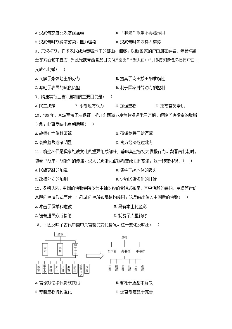 2022-2023学年河北武强中学高一上学期期中考试历史试题（Word版）（含部分解析）02