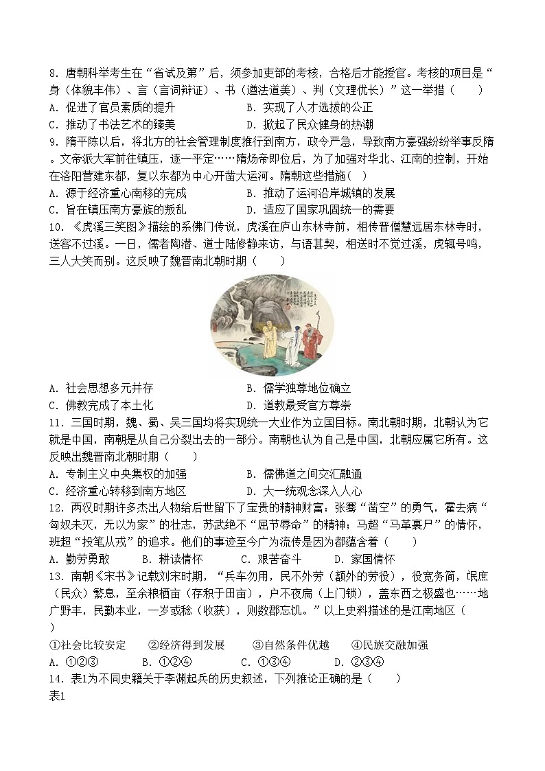2022-2023学年黑龙江省哈尔滨市宾县第二中学第一学期高一期中考试历史试题（Word版）02
