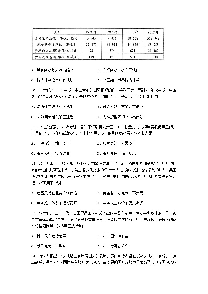 江苏省南京市六校联合体2021-2022学年高二下学期期末考试历史试题（Word版含答案）03