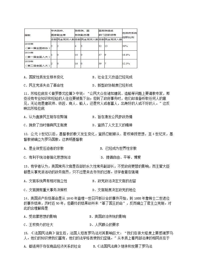 江西省乐平县中2022-2023学年高二上学期10月考试历史试卷（Word版含答案）第3页