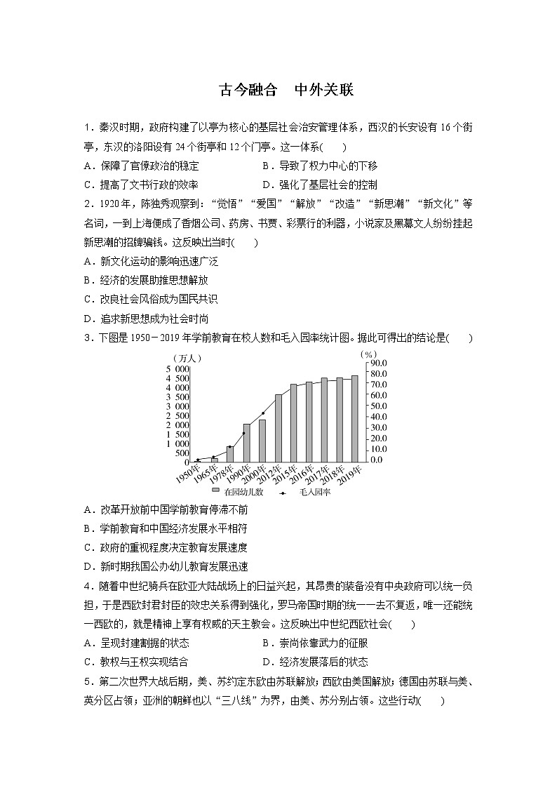 古今融合 中外关联 备考专题练--2023届高三统编版历史二轮复习第1页