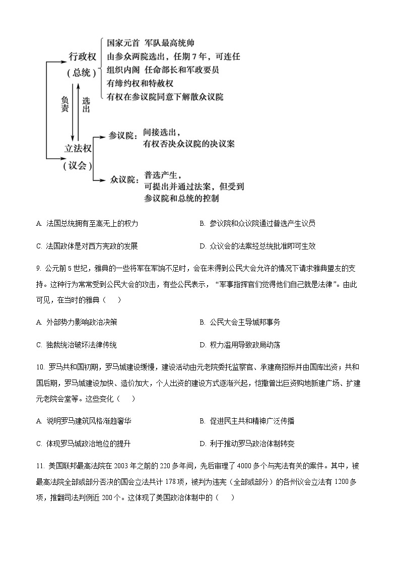 辽宁省鞍山市一般高中协作校2022-2023学年高二上学期9月期初考试历史试题（原卷版）第3页
