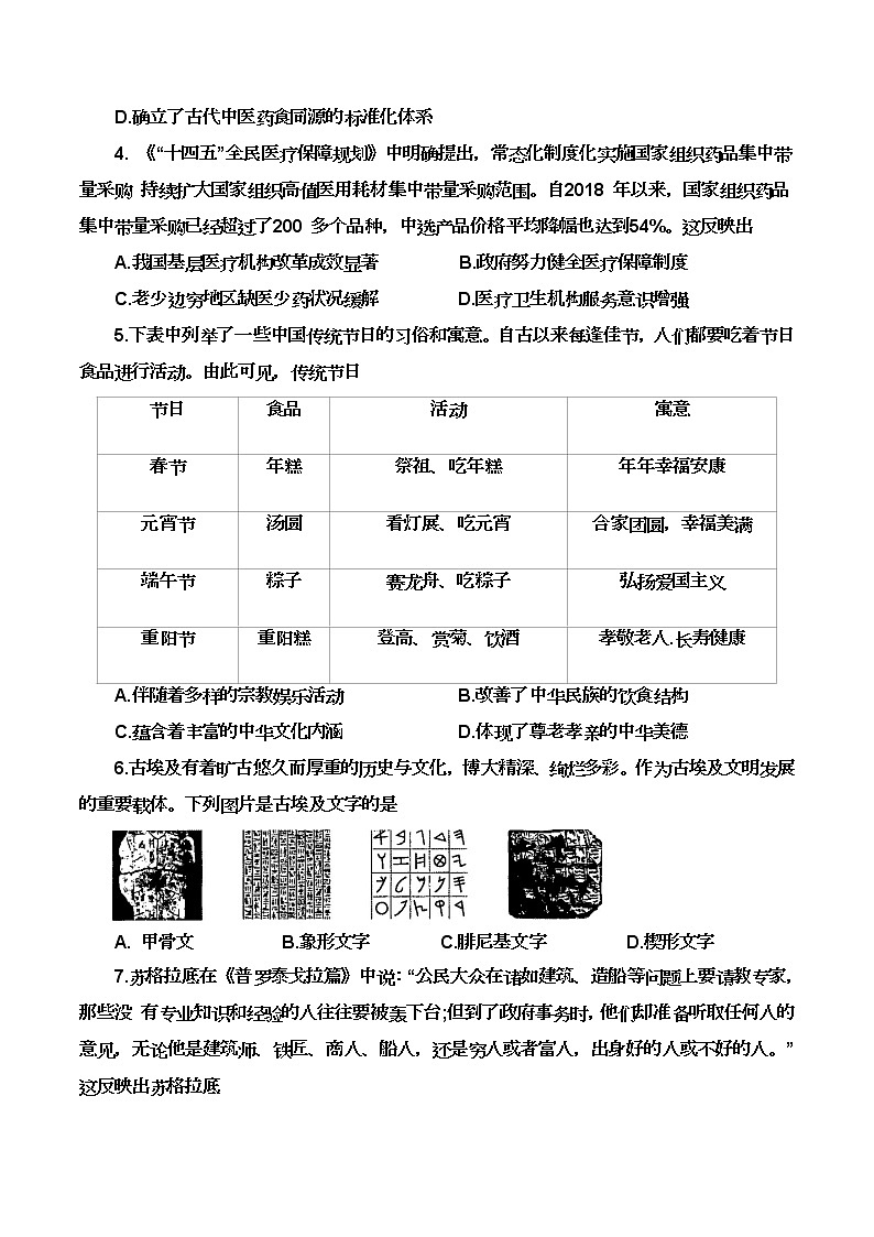 2021-2022学年吉林省东北师大附中等八所重点中学高二下学期期末联考历史试题（Word版）第2页