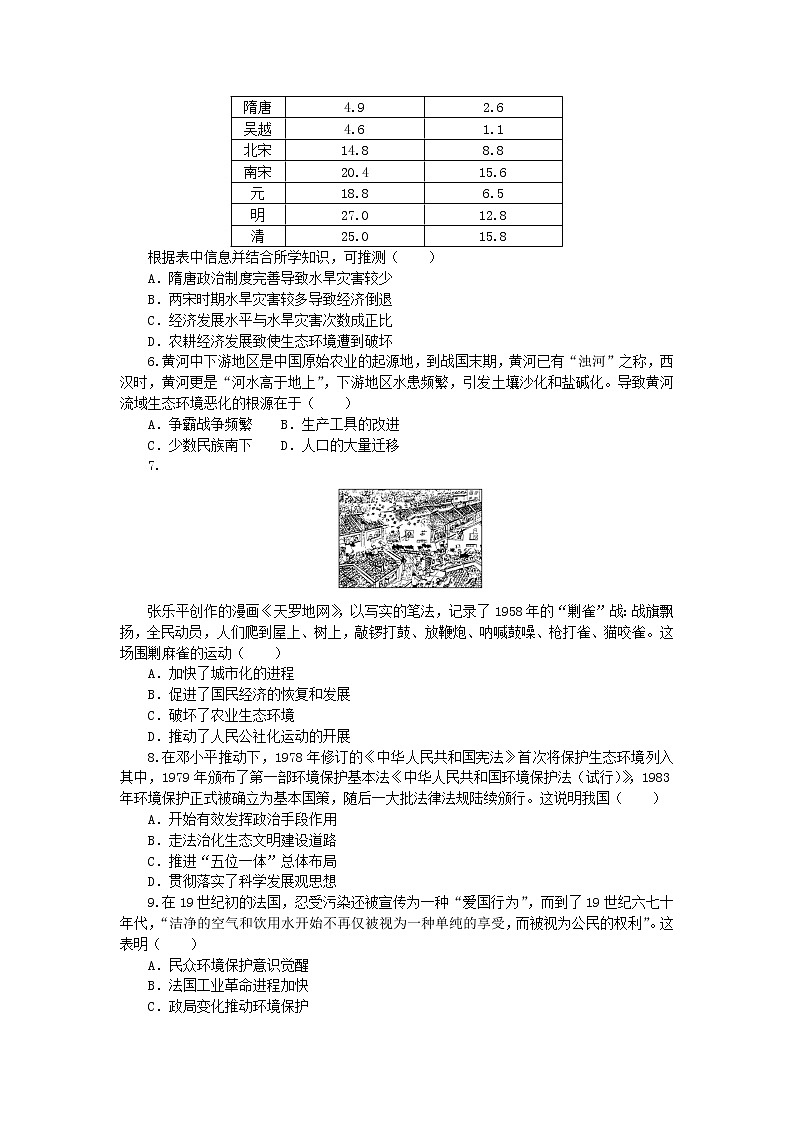 社会热点4 生态文明——绿水青山与美丽中国 检测试题--2023届高三统编版历史二轮复习第2页