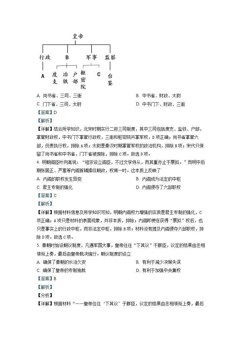 2021-2022学年新疆乌鲁木齐市米东区五校联考高二下学期期末考试历史试题 解析版第2页