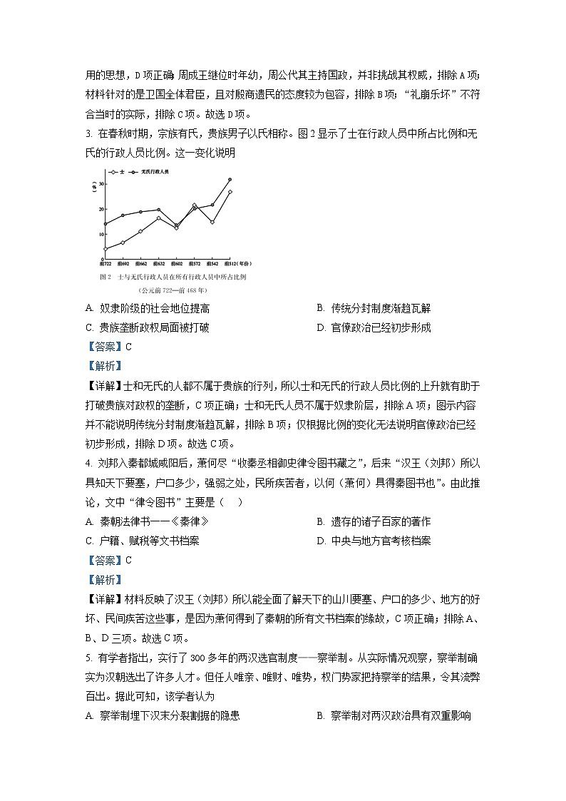 2022-2023学年黑龙江省哈尔滨市阿城区第一中学高二11月月考 历史 解析版02