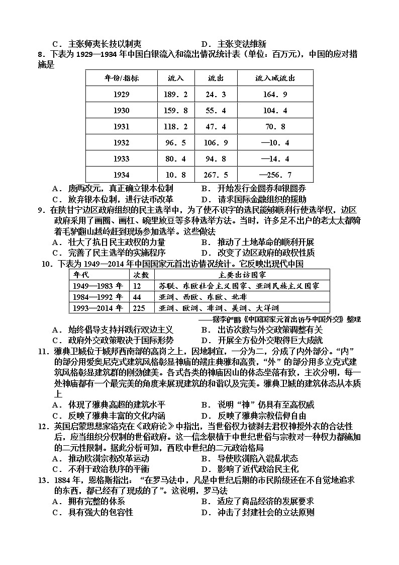 三峡名校联盟2022年秋季联考高2024届历史试题第2页