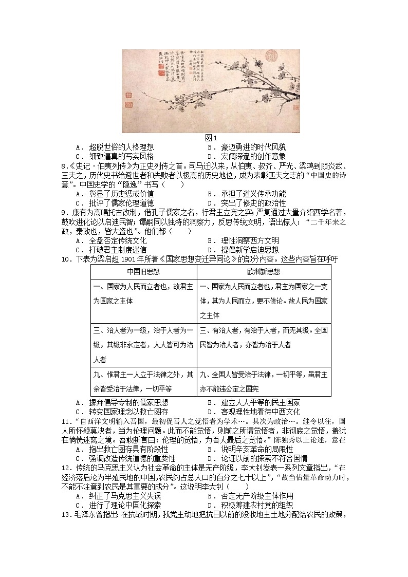 2021-2022学年四川省成都外国语学校高二上学期12月月考试题 历史 Word版02
