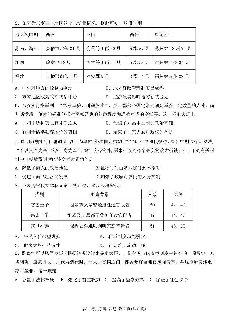 高二历史试卷第2页