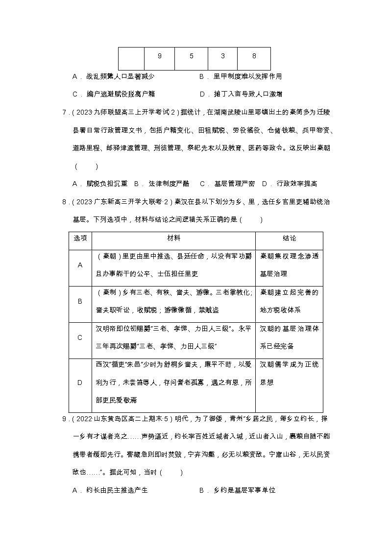 第六单元  基层治理与社会保障  单元测试最新高二历史同步备课系列（选择性必修1国家制度与社会治理）03