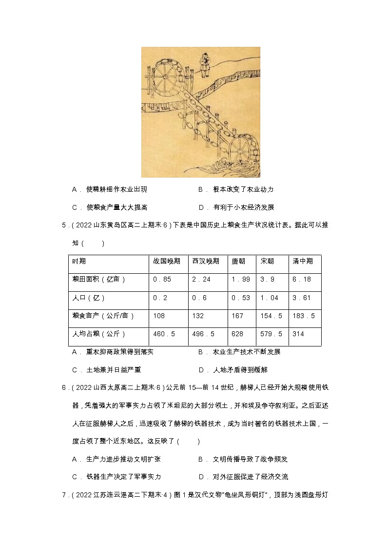 第二单元  生产工具与劳作方式  单元测试高二历史同步备课系列（选择性必修2经济与社会生活）03