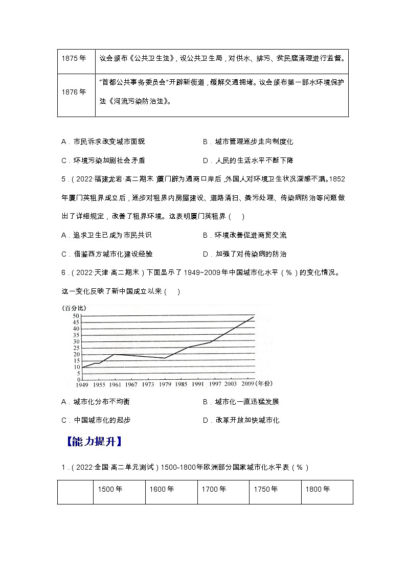 第11课近代以来的城市化进程（备课课件+分层作业）高二历史同步备课系列（选择性必修2经济与社会生活）02
