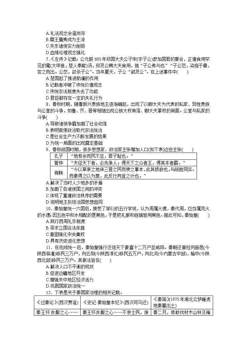 从中华文明起源到秦汉统一多民族封建国家的建立与巩固  强化训练--2023届高考统编版历史二轮复习第2页