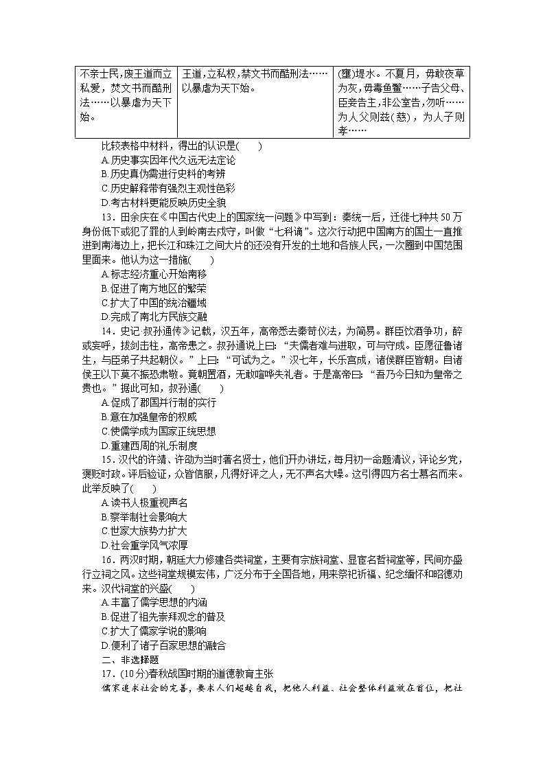 从中华文明起源到秦汉统一多民族封建国家的建立与巩固  强化训练--2023届高考统编版历史二轮复习第3页