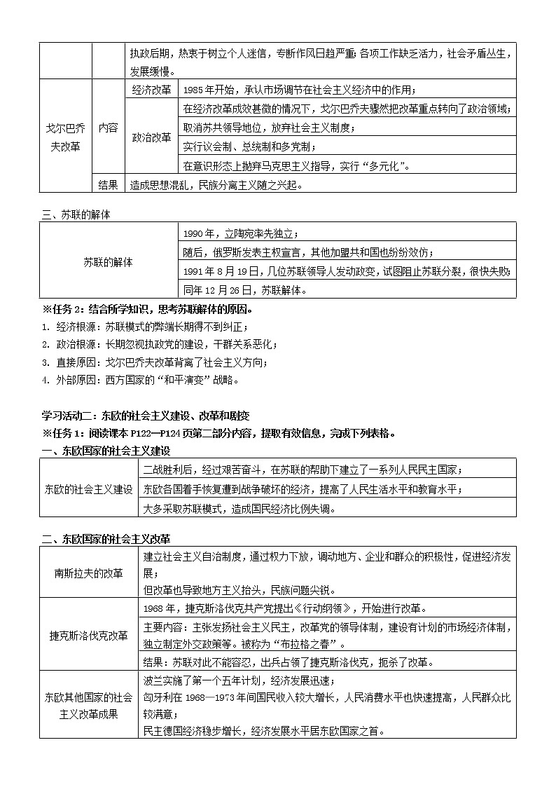 20课  社会主义国家的发展与变化 教师导学案(1)第2页