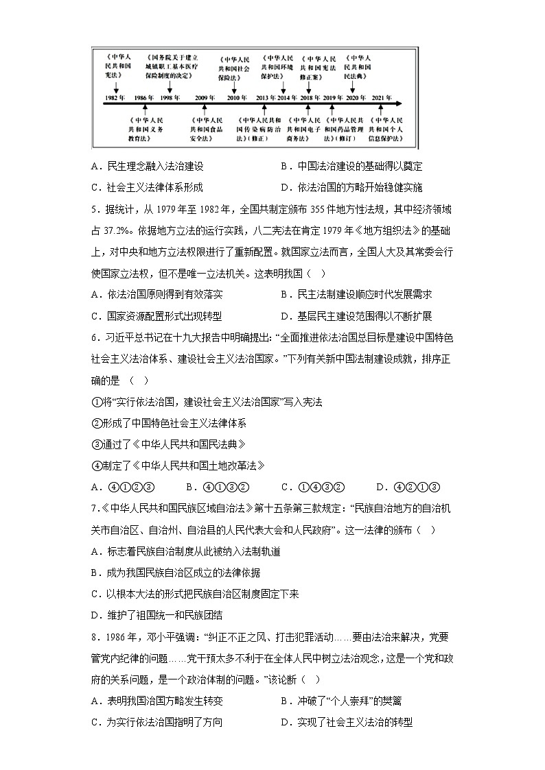 专题十 当代中国的法治与精神文明建设 检测试题--2023届高三历史统编版（2019）选择性必修一国家制度与社会治理一轮复习第2页