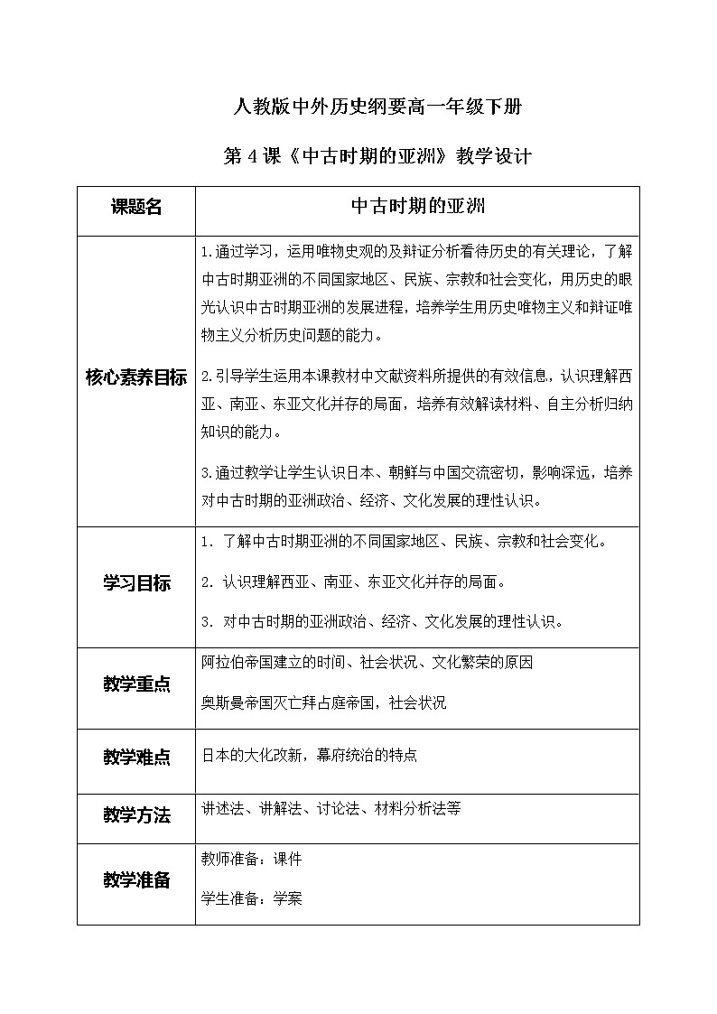 第4课《中古时期的亚洲》课件（送教案+练习）01