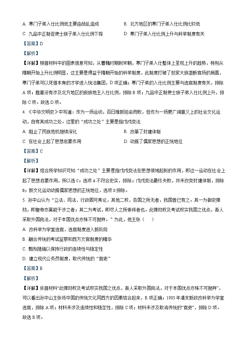 2022-2023学年湖南省株洲市五雅中学高二上学期期中考试历史试题  第2页