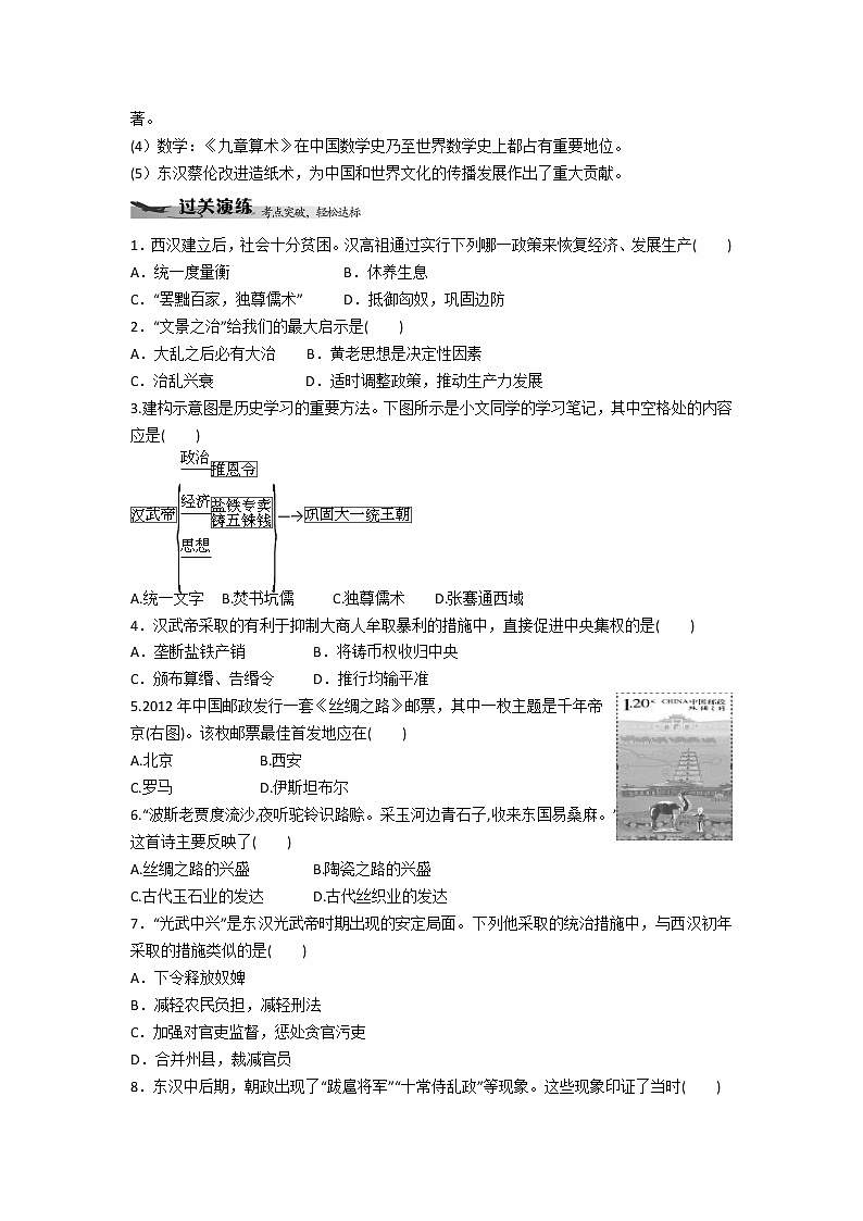 中外历史纲要（上）学业水平考试复习学案  第4课  西汉与东汉—统一多民族封建国家的巩固02