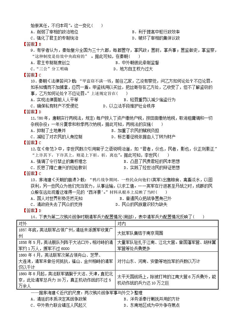 甘肃省嘉峪关市、临夏回族自治州、金昌市2022-2023学年高一上学期期中考试历史试题（Word版含答案）02