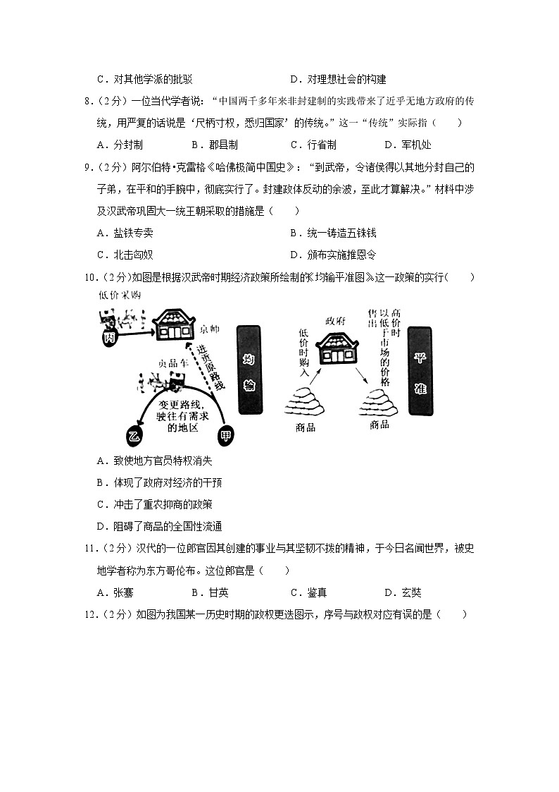 江苏省徐州市沛县2022-2023学年高一上学期期中考试历史试卷03