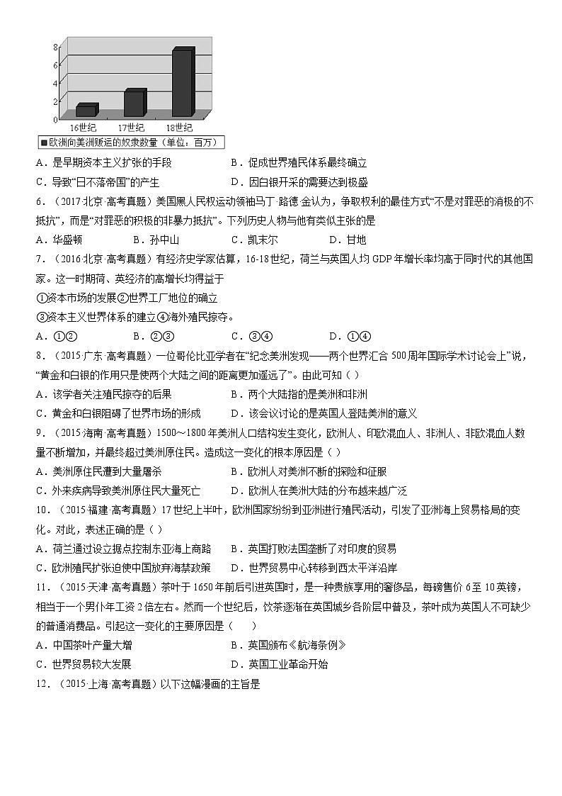 2013-2022年全国高考历史真题汇编：世界殖民体系与亚非拉民族独立运动第2页