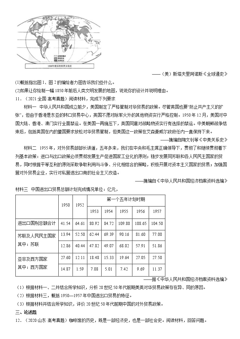 2018-2022年全国高考历史真题汇编：商路、贸易与文化交流03