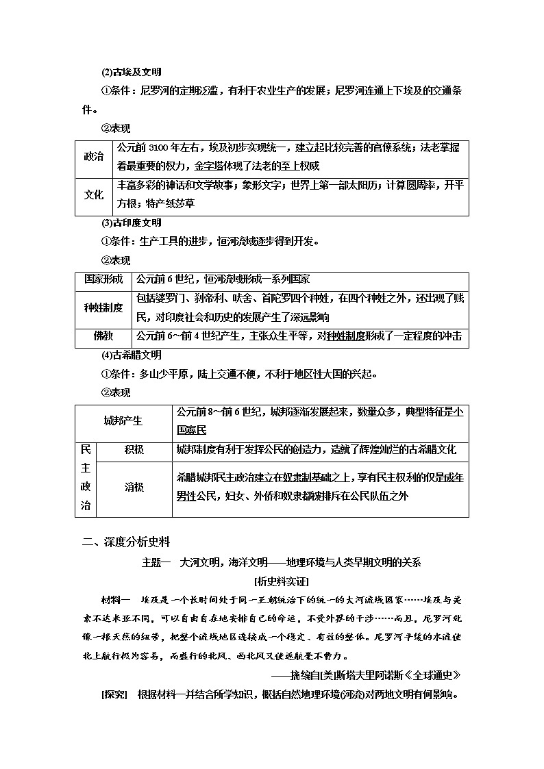 第1课  文明的产生与早期发展 导学案--2022-2023学年高中历史统编版（2019）必修中外历史纲要下册02