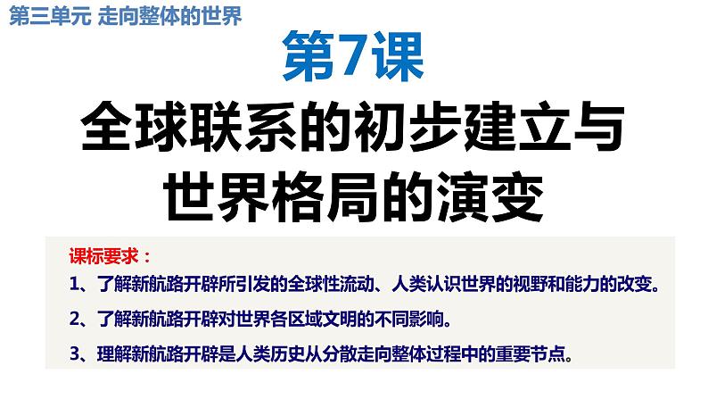 第7课 全球联系的初步建立与世界格局的演变 课件-2022-2023学年高一历史统编版（2019）必修中外历史纲要下第1页