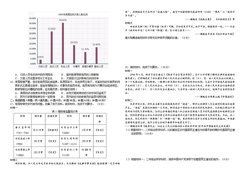 福建省宁德衡水育才中学2022-2023学年高二上学期1月期末历史试题02