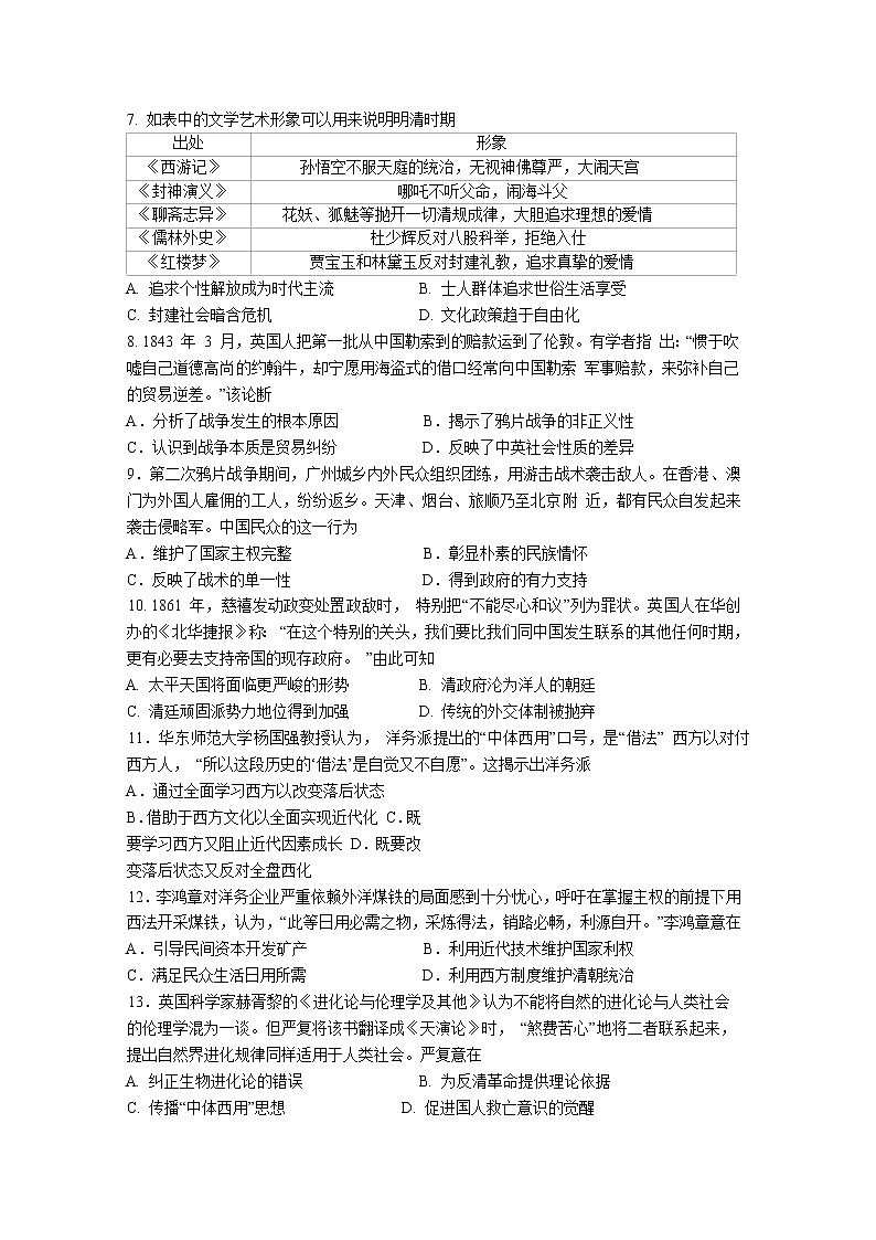 山东省临沂市部分中学2022-2023学年高一历史上学期12月第二次线上考试试卷（Word版附答案）02