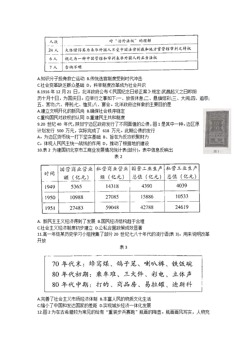 2023七地（厦门、福州、莆田、三明、龙岩、宁德、南平）高三上学期第一次质量检测（1月）历史含答案02