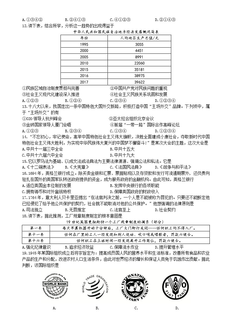 浙江省温州市2022-2023学年高二上学期期末教学质量统一检测历史试题（B卷）02