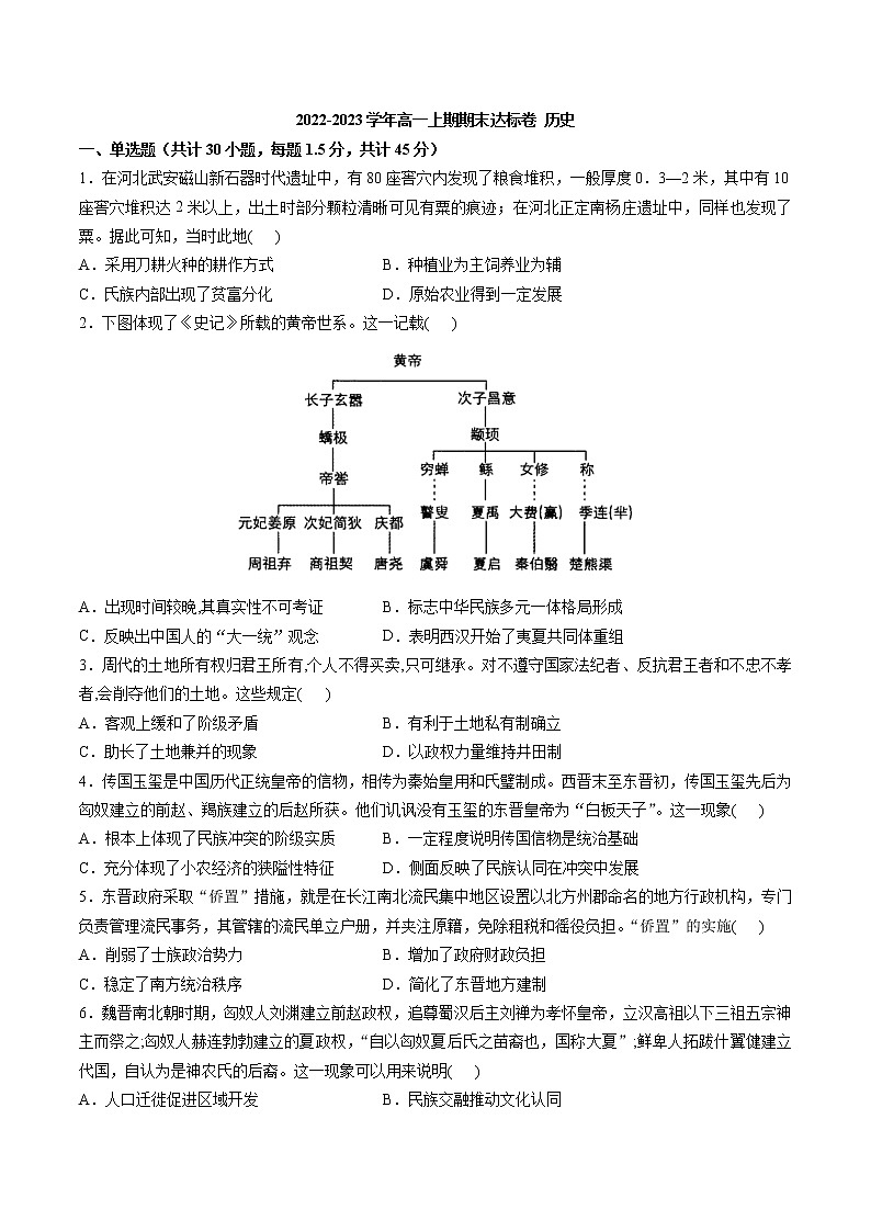 2022-2023学年河南省信阳高级中学第一学期高一期末达标历史试题（解析版）01