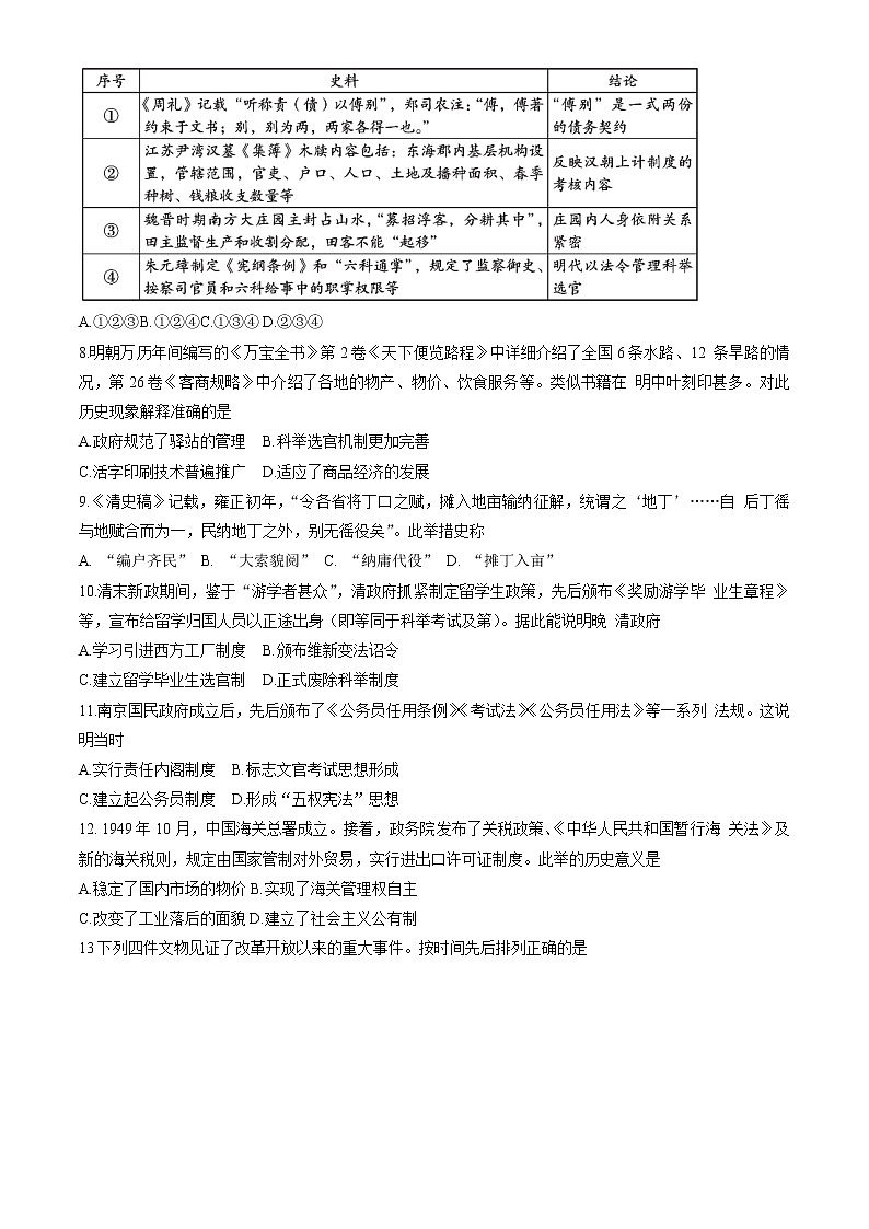 2022-2023学年北京市海淀区高二上学期期末考试历史试题（Word版）02