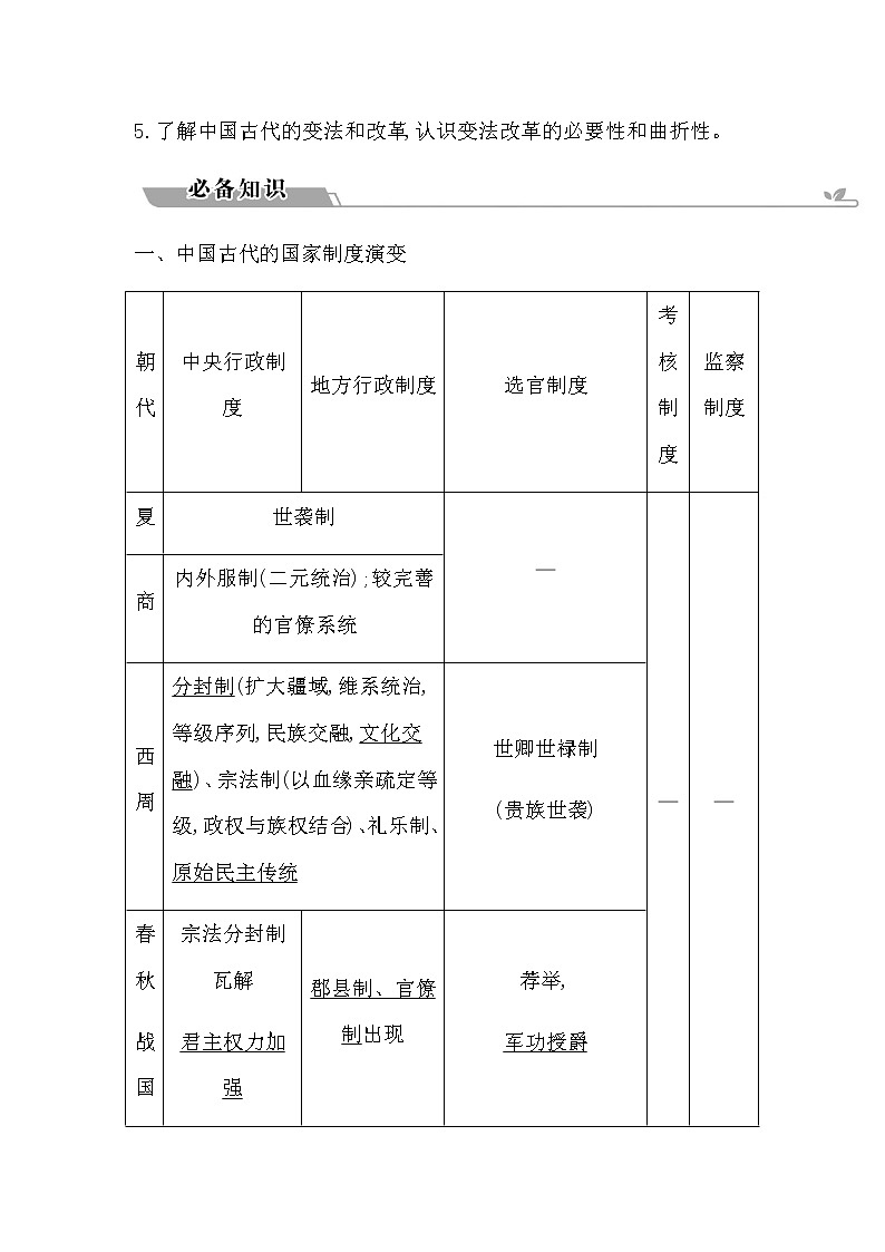 2023届高考历史二轮复习专题第3讲中国古代的政治制度建设与调整学案02