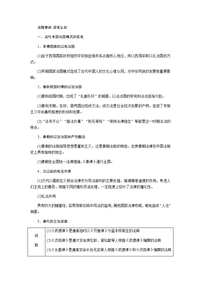通史版2023届高考历史二轮复习话题二帝国新章——古代中国治国模式的变化与地方基层管理学案第2页