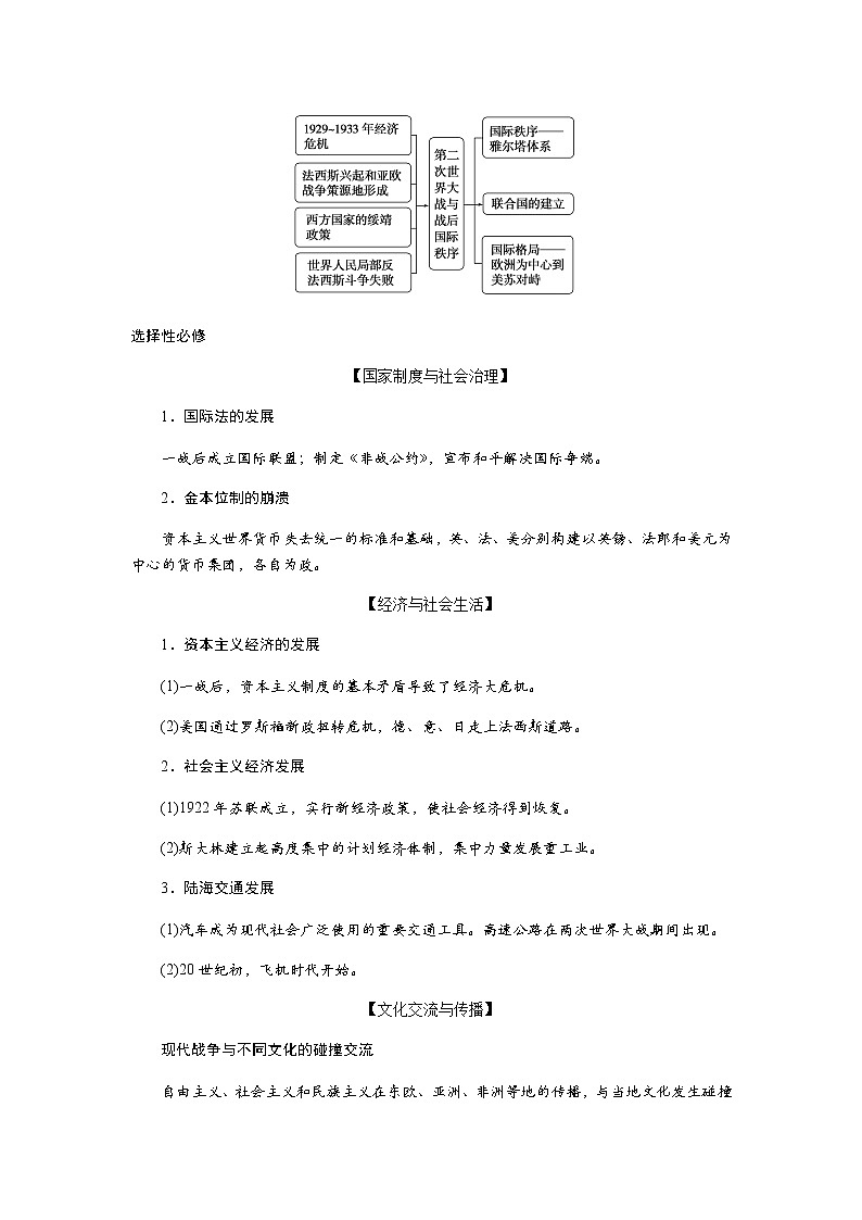 通史版2023届高考历史二轮复习第十二讲工业文明的转型震荡——世界现代史开端(从20世纪初到1945年)学案第2页