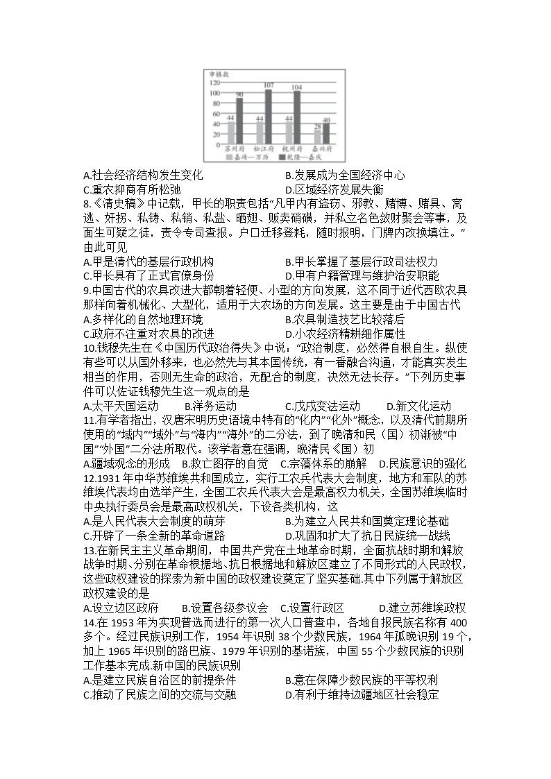 2023信阳高级中学高二下期02月月考历史试题含答案02