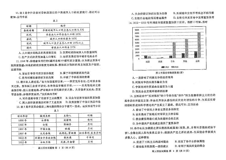 2023年郑州市高三一模历史试卷含答案第2页