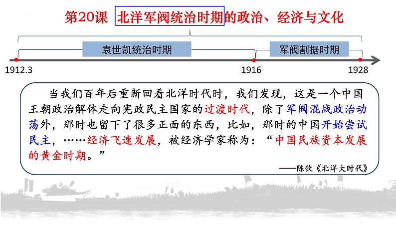 第20课  北洋军阀统治时期的政治、经济与文化 课件(PPT)第3页