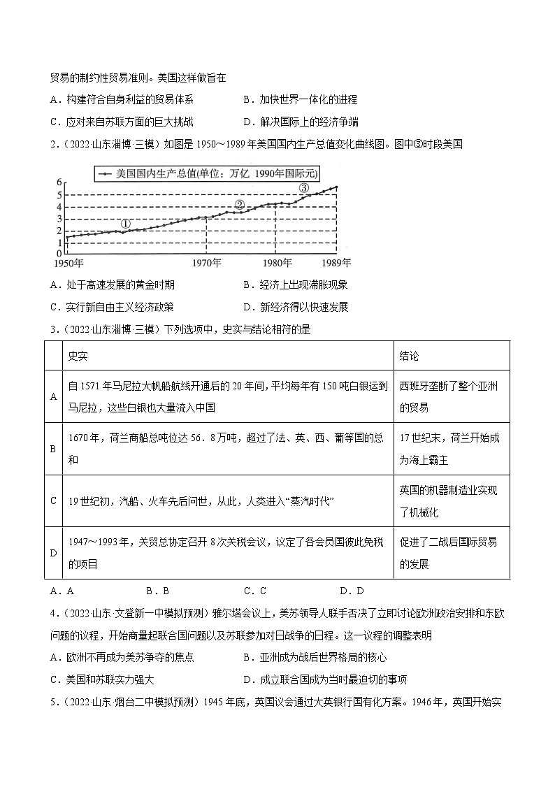 专题20 20 世纪下半叶世界的新变化（含答案解析）-备战山东历史新高考第3页