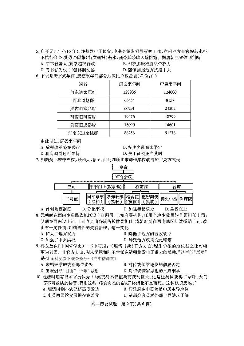 2023运城高一上学期期末历史试题扫描版含答案02