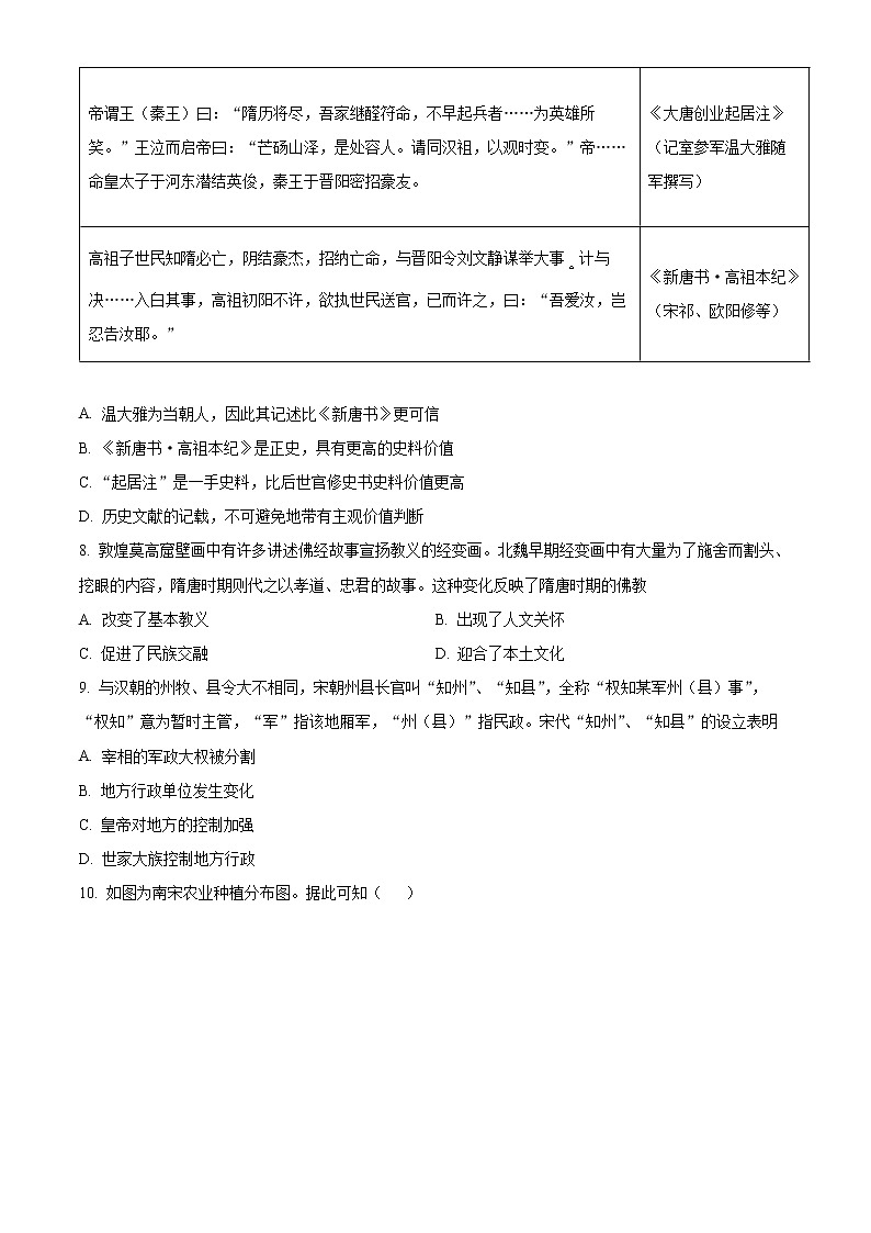 2023衡阳八中高一下学期开学考试历史含解析02